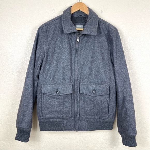 Gap Wool Heather Grey Front Zip Bomber Jacket Size Medium Men‎ - Picture 1 of 11